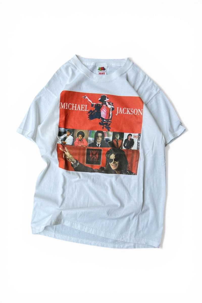 【中古】FRUIT OF THE LOOM (フルーツオブザルーム) 09\u0027S MICHAEL JACKSON MUSIC T-SHIRT 09年 マイケル ジャクソン 笛竹 プルオーバー / WHITE [SIZE: M USED]