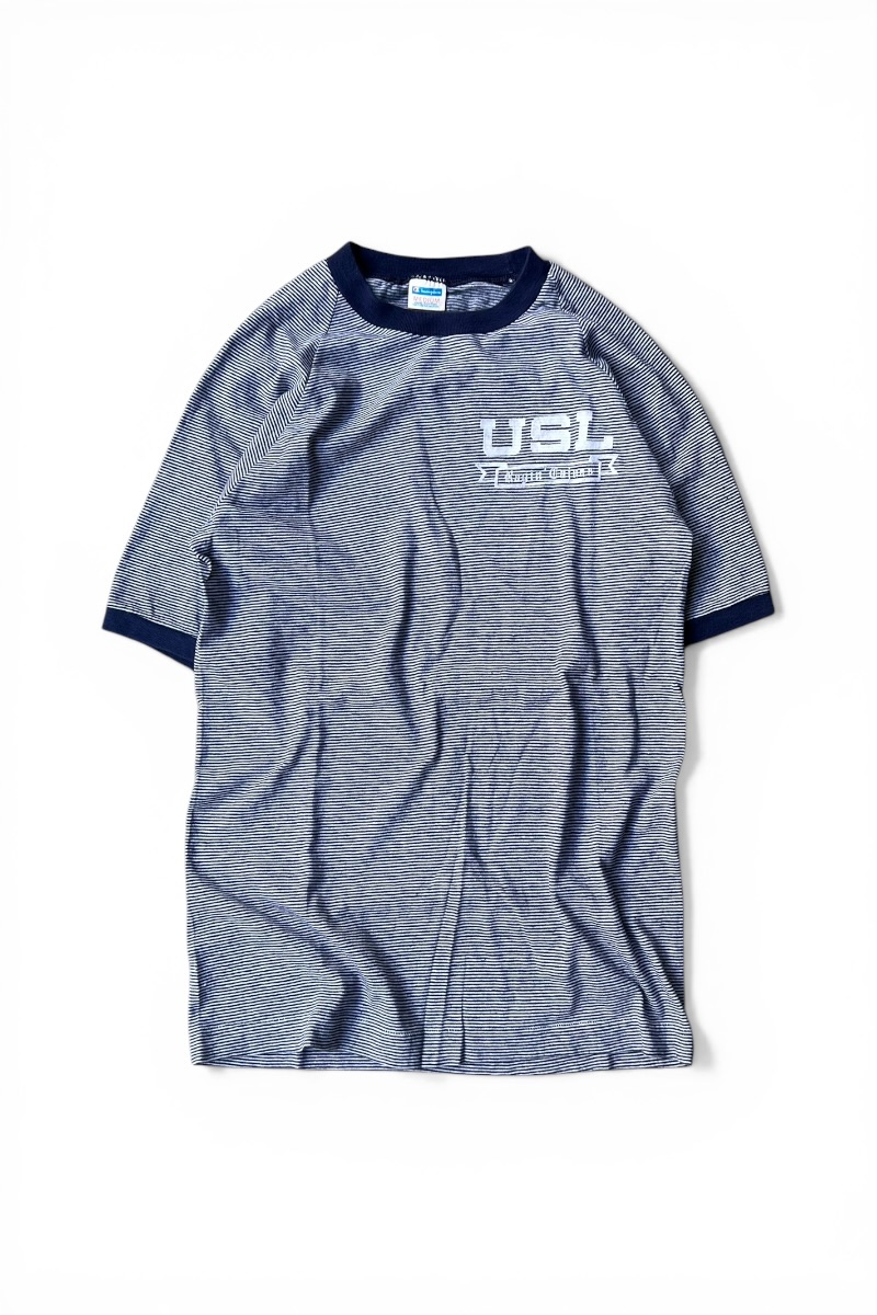 【中古】CHAMPION (はやりっ児) MADE IN USA 80\u0027S RINGER T-SHIRT USA製 80年月日 リンガー プルオーバー / STRIPE [SIZE: M USED]