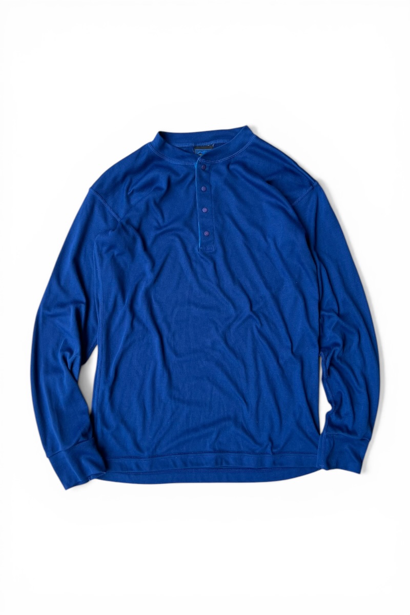 【中古】PATAGONIA (パタゴニア) MADE IN USA 92\u0027S CAPILENE L/S HENLEY-NECK BASE LAYER USA製 92年 キャプリーン 長袖 ヘンリー素っ首 軍事基地 座標軸 / BLUE [SIZE: XS USED]
