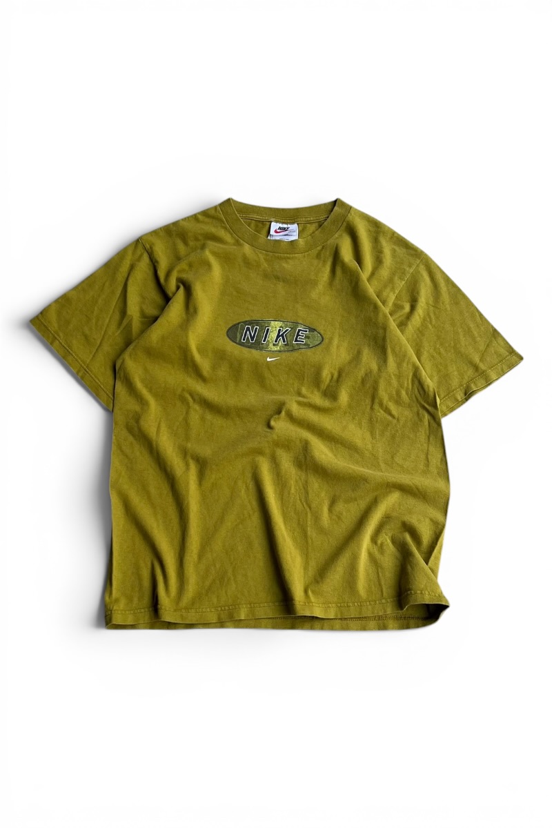 【中古】NIKE (ナイキ) MADE IN USA 90\u0027S LOGO T-SHIRT USA製 90年月日 ロゴタイプ プルオーバー / OLIVE [SIZE: S USED]
