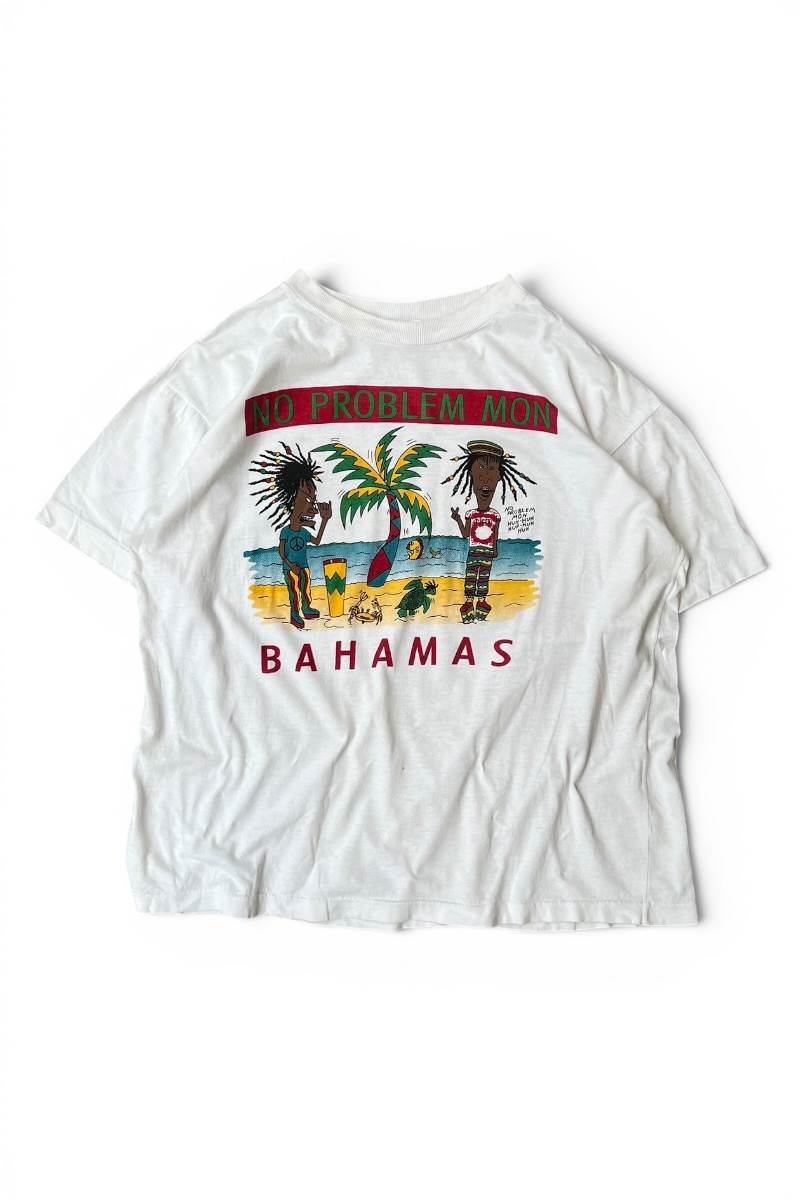 【中古】SPORTS WEAR (運動競技お召しもの) 90\u0027S BEAVIS AND BUTT-HEAD PARODY BAHAMAS T-SHIRT 90年月日 パロディー プルオーバー / WHITE [SIZE: M USED]