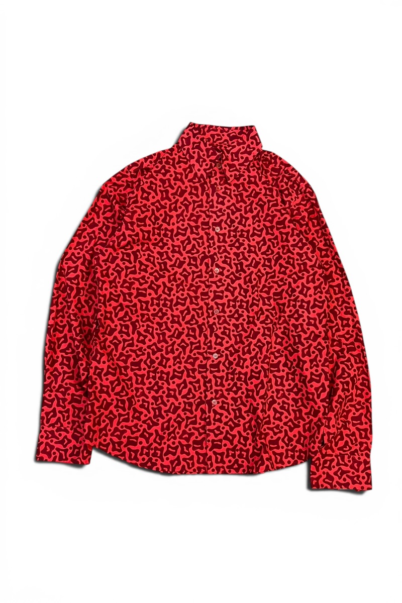 【中古】MARNI  (マル二) MADE IN ITALY L/S PATTERN SHIRT イタリア製 長袖 行動様式 プルオーバー / RED [SIZE: 50 USED]