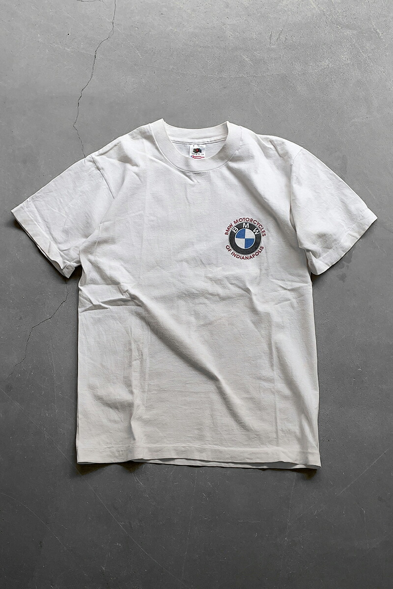 【中古】FRUIT OF THE LOOM (フルーツ オブ ザ お座敷) MADE IN USA 90\u0027S BMW ADVERTISING T-SHIRT USA製 90年月日 BMW 会社組織 ティーシャツ / WHITE [SIZE: S USED]