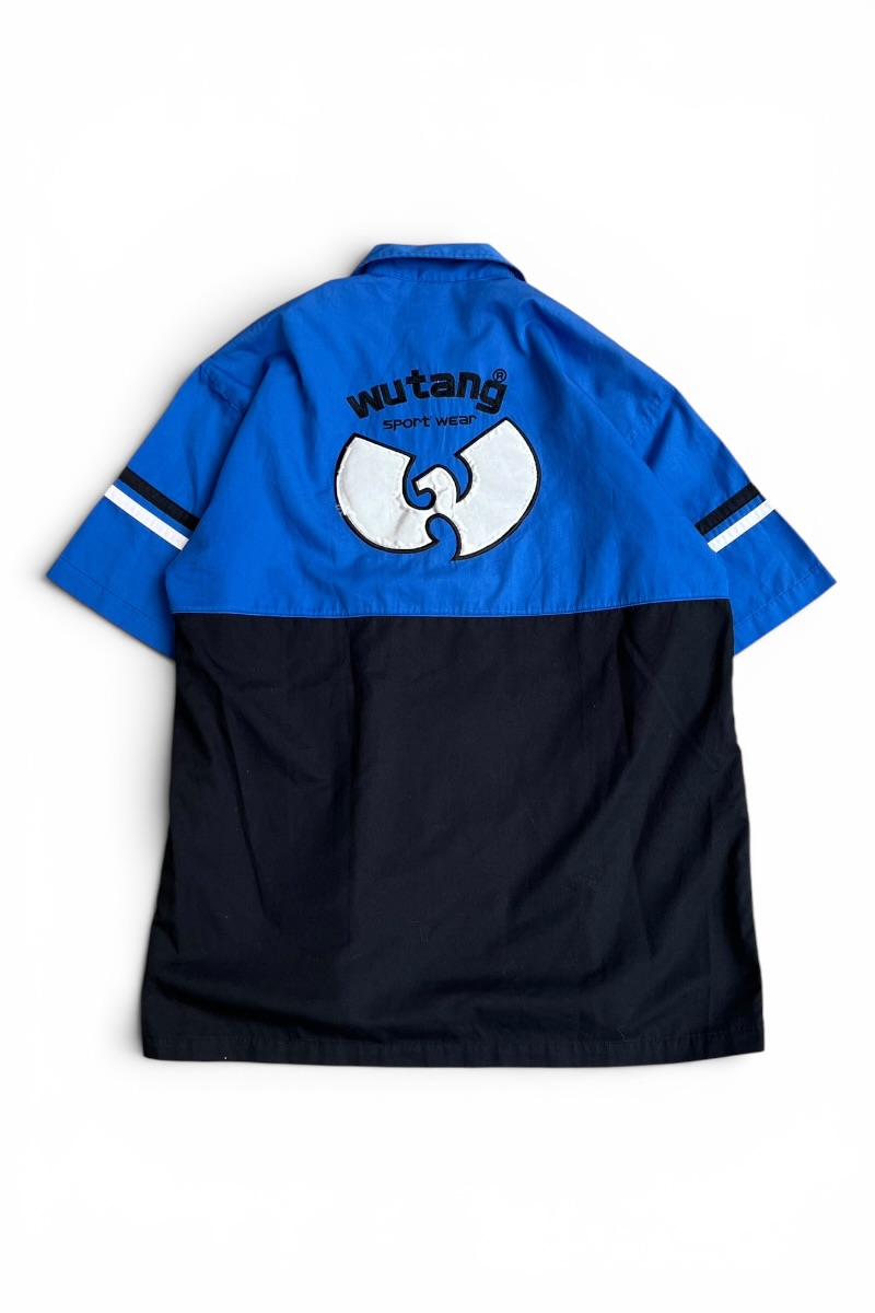 【中古】WU TANG SPORT WEAR (ウータン) 90'S S/S ZIP SHIRT 90年代 ハーフジップ シャツ / BLUE [SIZE: L USED]｜JULIUS NYC