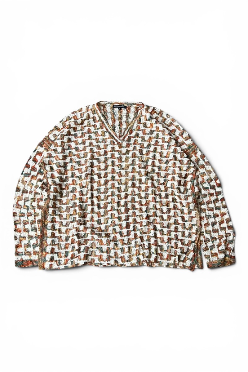 【中古】BARBARA WHO? (バーバラ) MADE IN USA Y2K EARLY 00\u0027S V-NECK KNIT SWEATER 亜米利加製 00年月日 ブイのど首 編み物 スウェーター / PATTERN [SIZE: M USED]