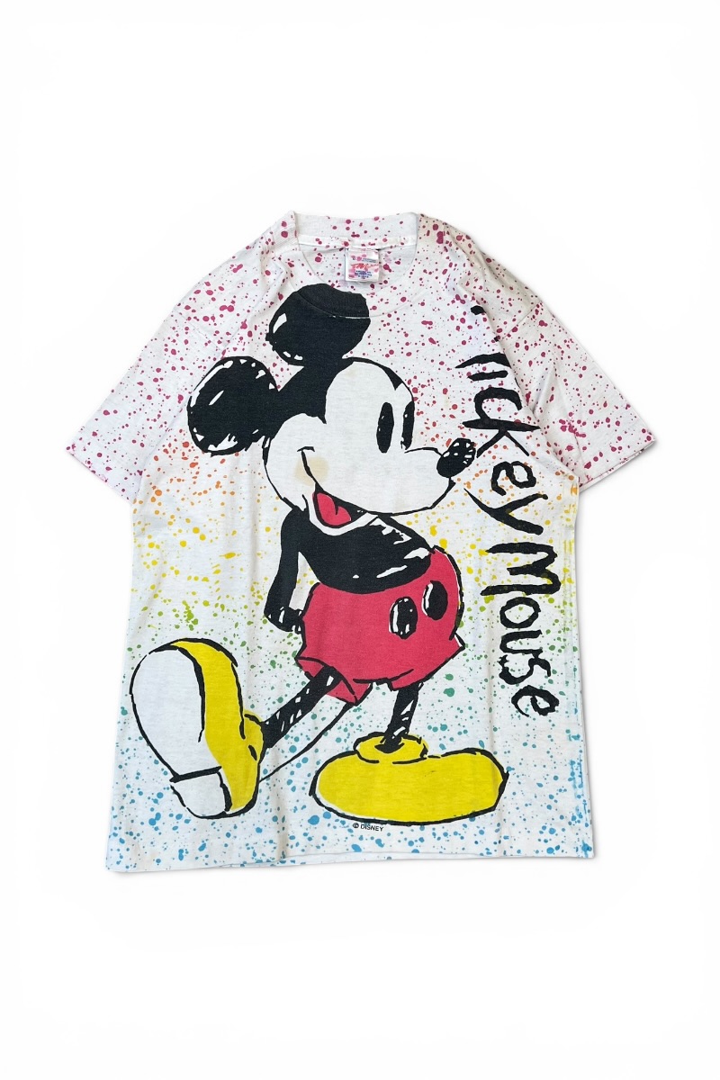 【中古】OTHER BRAND MADE IN USA 90\u0027S MICKEY ALL OVER PAINTED T-SHIRT USA製 90日にち パディ 総柄 絵の具 ティーシャツ / WHITE [SIZE: M USED] メンズファッション-トップス-スウェット・トレーナー