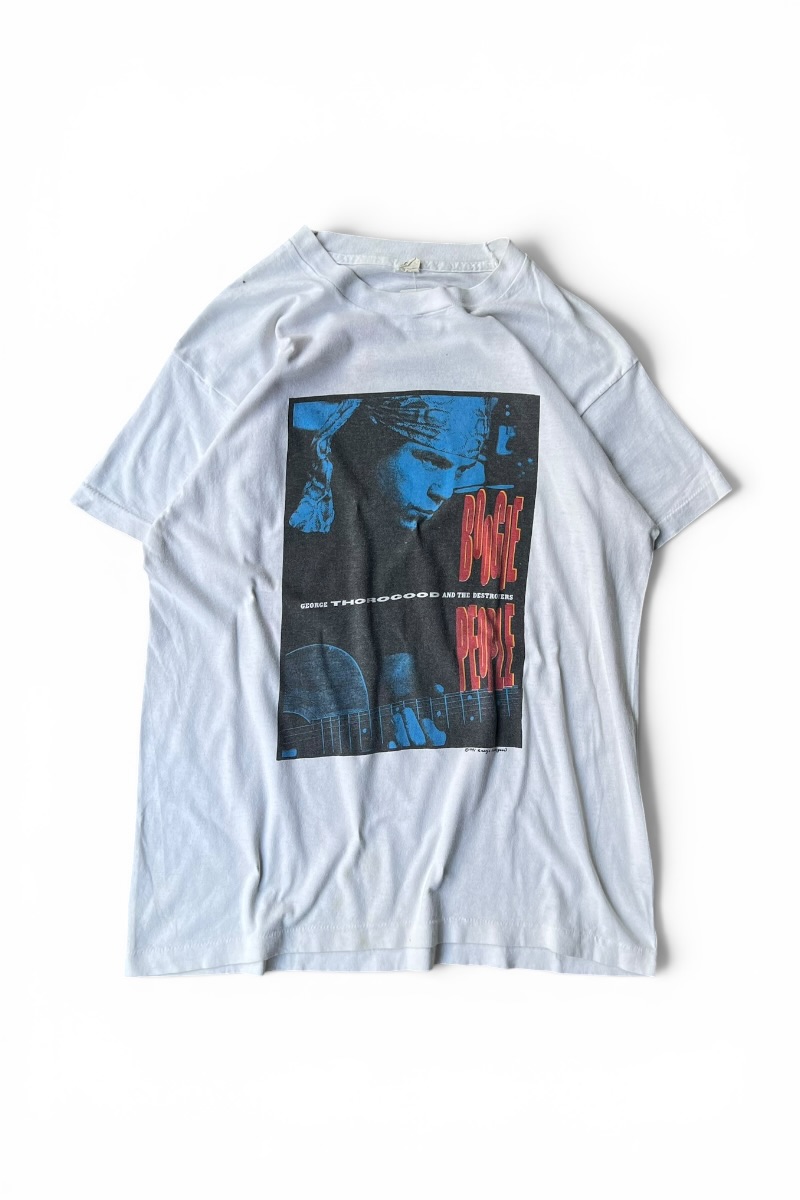 【中古】SCREEN STARS (映写幕 スターズ) MADE IN USA 91\u0027S GEORGE THOROGOOD MUSIC T-SHIRT USA製 91年 ジョージ サラ好ましい 笛竹 プルオーバー / WHITE [SIZE: XL USED]