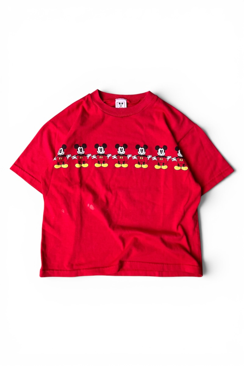 【中古】DISNEY WEAR(ウォルトディズニー お召しもの) MADE IN USA 90\u0027S MICKEY T-SHIRT USA製 90年月日 パディ プルオーバー / RED [SIZE: M USED]
