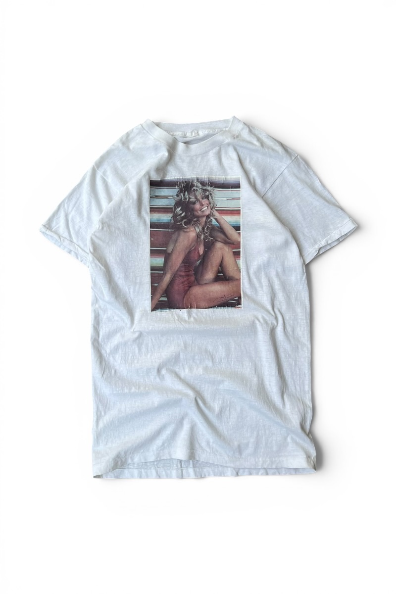 【中古】MADE IN USA 76\u0027S FARRAH FAWCETT T-SHIRT USA製 76年 ファラ フォーセット プルオーバー / WHITE [SIZE: L USED]