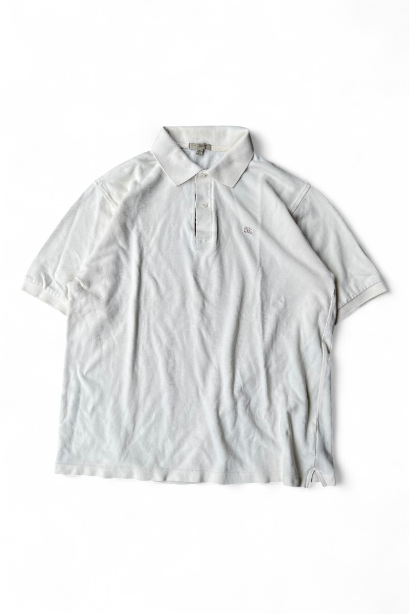 【中古】BURBERRY (バーバリー) MADE IN UK S/S POLO SHIRT 連合王国製 半袖 スポーツシャツ / WHITE [SIZE: M USED]