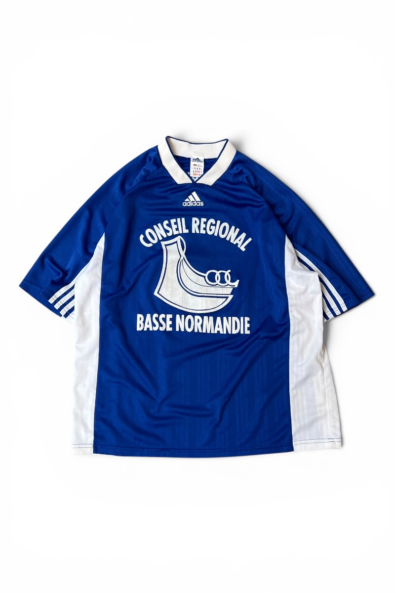 【中古】ADIDAS (アディダス) 90\u0027S V-NECK FOOTBALL GAME SHIRT 90年月日 Vのど首 蹴球 力くらべティーシャツ / BLUE [SIZE: XL USED]