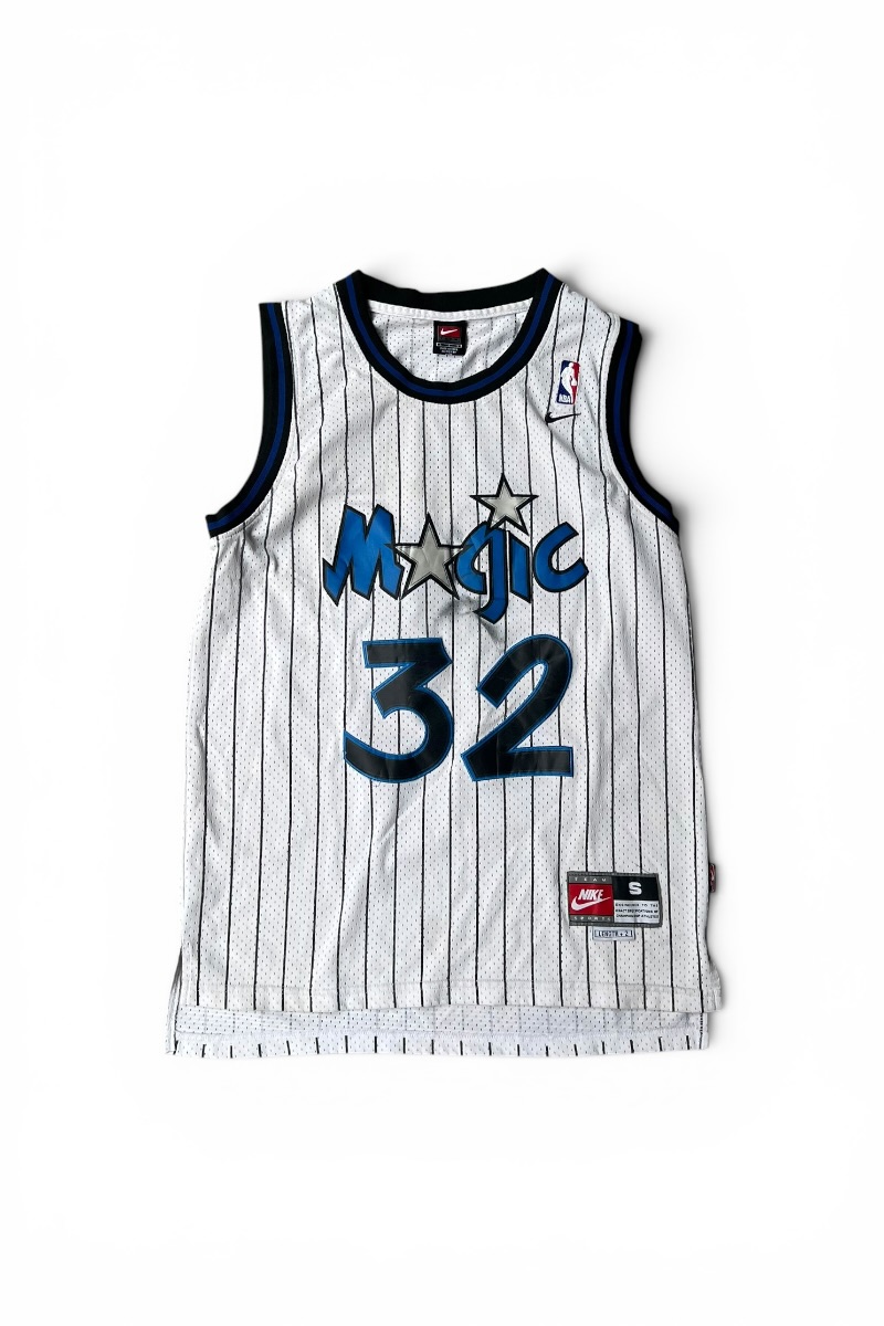 【中古】NIKE (ナイキ) 90\u0027S ORLAND MAGIC SHAQ O\u0027NEAL NBA GAME SHIRT 90年月日 オーランド 神通力 NBA 競り合いプルオーバー / STRIPE [SIZE: S USED]