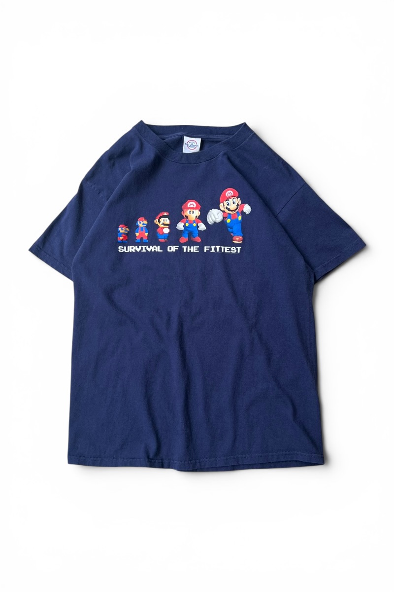 【中古】DELTA  (三角洲) MADE IN USA 03\u0027S NINTENDO SUPER MARIO CHARACTER T-SHIRT USA製 03年 任天堂 百貨店 マリオ 文字記号 プルオーバー / NAVY [SIZE: M USED]