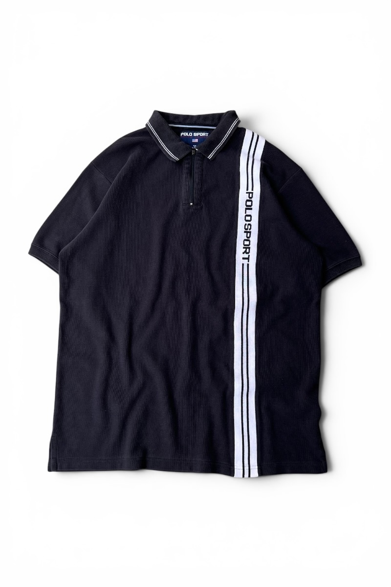 【中古】POLO SPORT(ポロ スポーツ) 90'S HALF-ZIP POLO SHIRT 90年代 ハーフジップ ポロ シャツ / BLACK [SIZE: L USED]｜JULIUS NYC