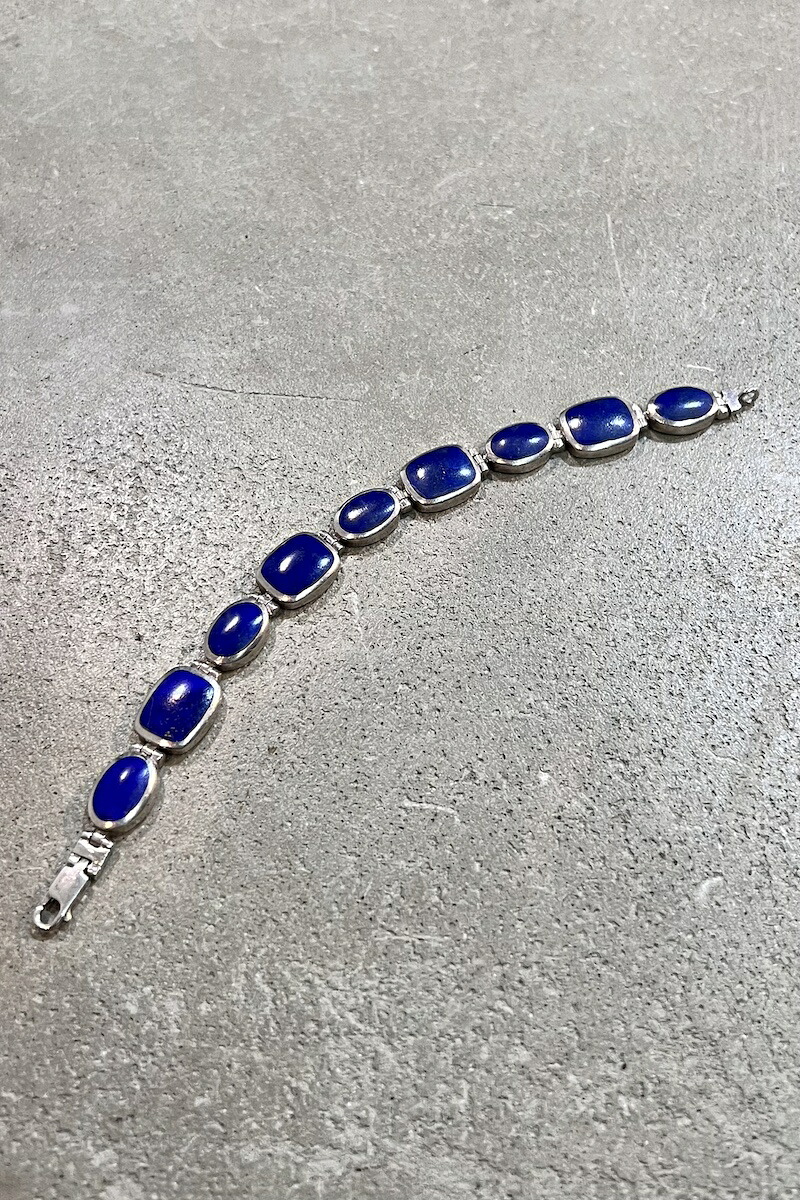 【中古】 VINTAGE SILVER JEWELRY (ヴィンテージ しろがね色 宝飾品) 925 SILVER BRACELET W/LAPIS LAZULI 925 しろがね色 ラピスラズリ 腕輪 [SIZE: ONE SIZE USED]