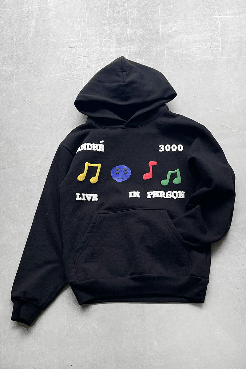 【中古】OTHER BRAND ANDRE 3000 2024 NEW BLUE SUN TOUR SWEAT HOODIE アンドレ3000 ロゴタイプ 流汗 フーディ BLACK [SIZE: S USED]