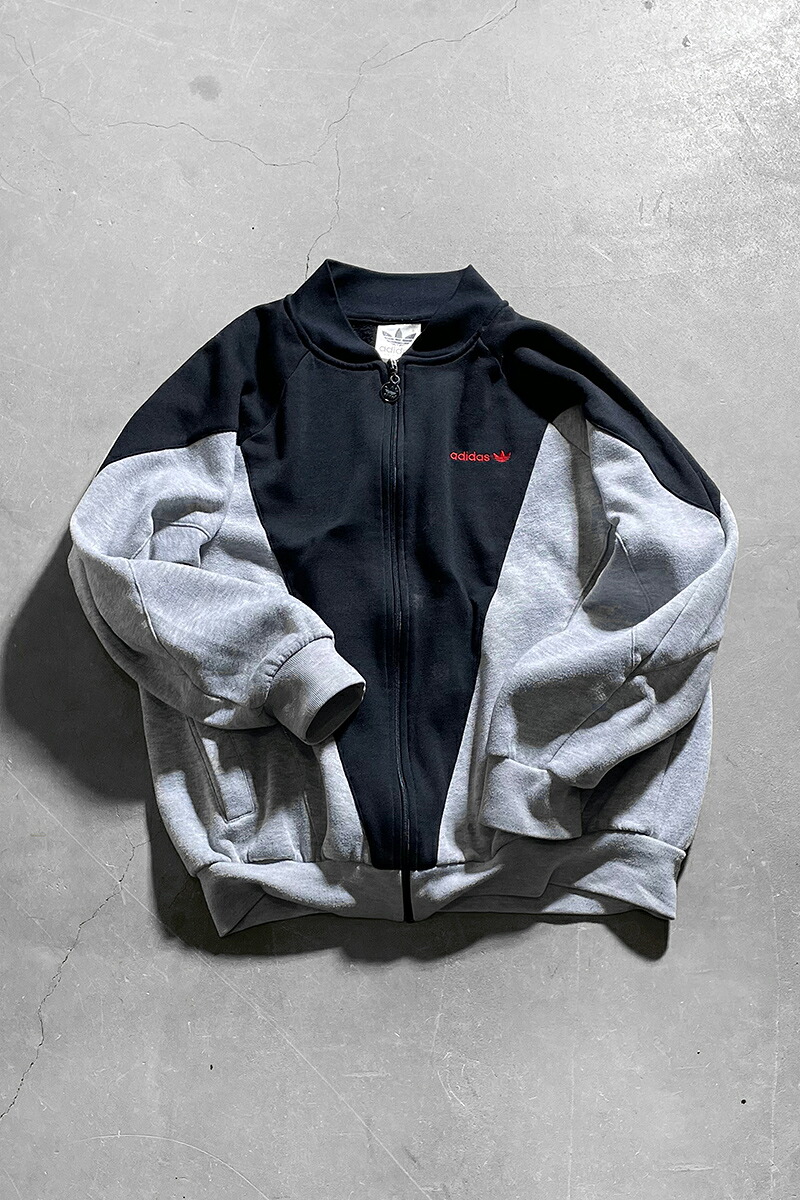 【中古】ADIDAS (アディダス) 80\u0027S SWEAT ZIP TRACK JACKET  80年月日 流汗 ジップ 貨物自動車 上衣 BLACK  [SIZE: M好いかげんに USED]