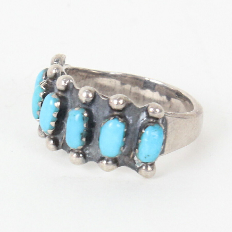 【中古】【貨物輸送無料】(KA) VINTAGE SILVER (ヴィンテージシルバー) SILVER TURQUOISE STONE RING  しろがね色 藍緑色 石ころ 輪っか  [14号好いかげんに USED] ジュエリー・アクセサリー-指輪・リング