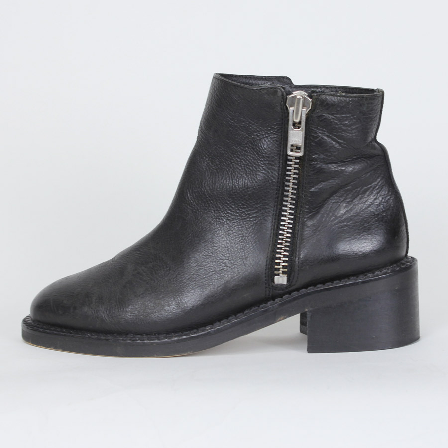 【中古】【WOMENS】【送料無料】(KA) OAK (オーク) MADE IN SPAIN SIDE ZIP LEATHER BOOTS スペイン製 サイドジップ レザー ブーツ BLACK [SIZE:6(23cm) USED]｜JULIUS NYC
