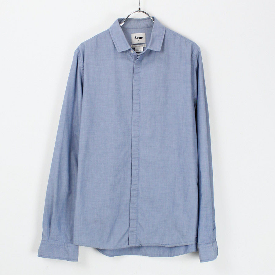 【中古】(KA) ACNE (アクネ) L/S CHAMBRAY SHIRT 長袖 シャンブレー シャツ SAX BLUE [SIZE: 48 USED]