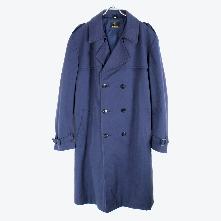 【SALE】【中古】(KO)(T-1) HEPWORTHS (ヘップワース) DOUBLE TRENCH COAT  ダブル トレンチコート NAVY [SIZE:L好いかげんに USED]