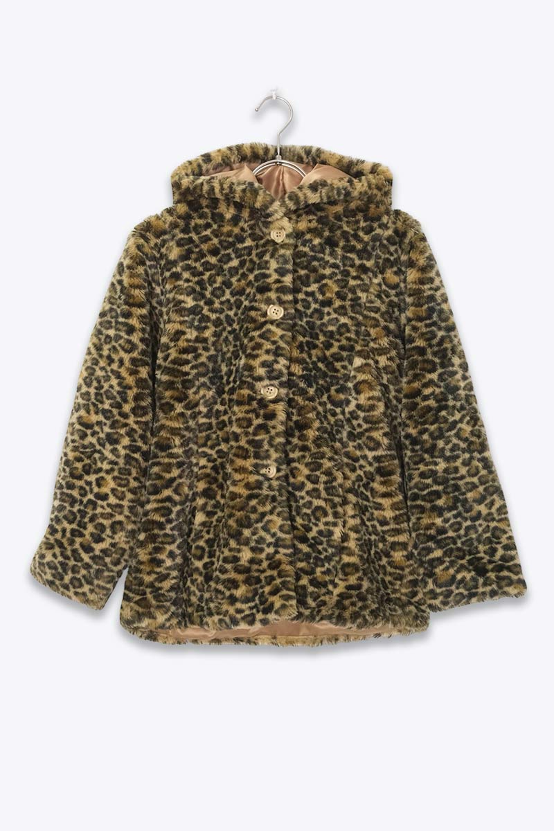 【中古】【WOMENS】NO BRAND (ノーブランド) LEOPARD FUR HOODIE JACKET レオパード柄 ファーフードジャケット [USED]｜JULIUS NYC
