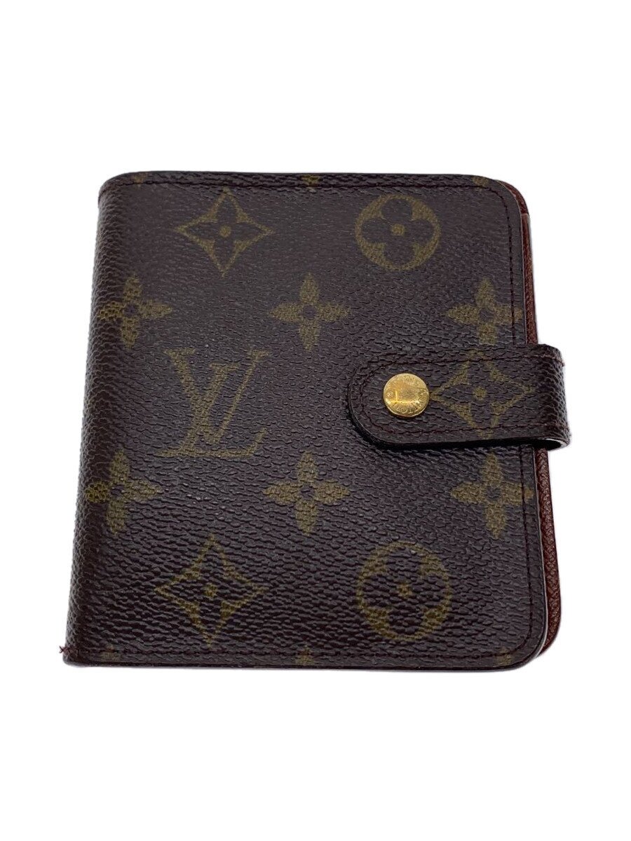 【中古】LOUIS VUITTON◆コンパクト・ジップ_モノグラム・帆布_BRW/PVC/BRW/レディース//【服飾雑貨他】