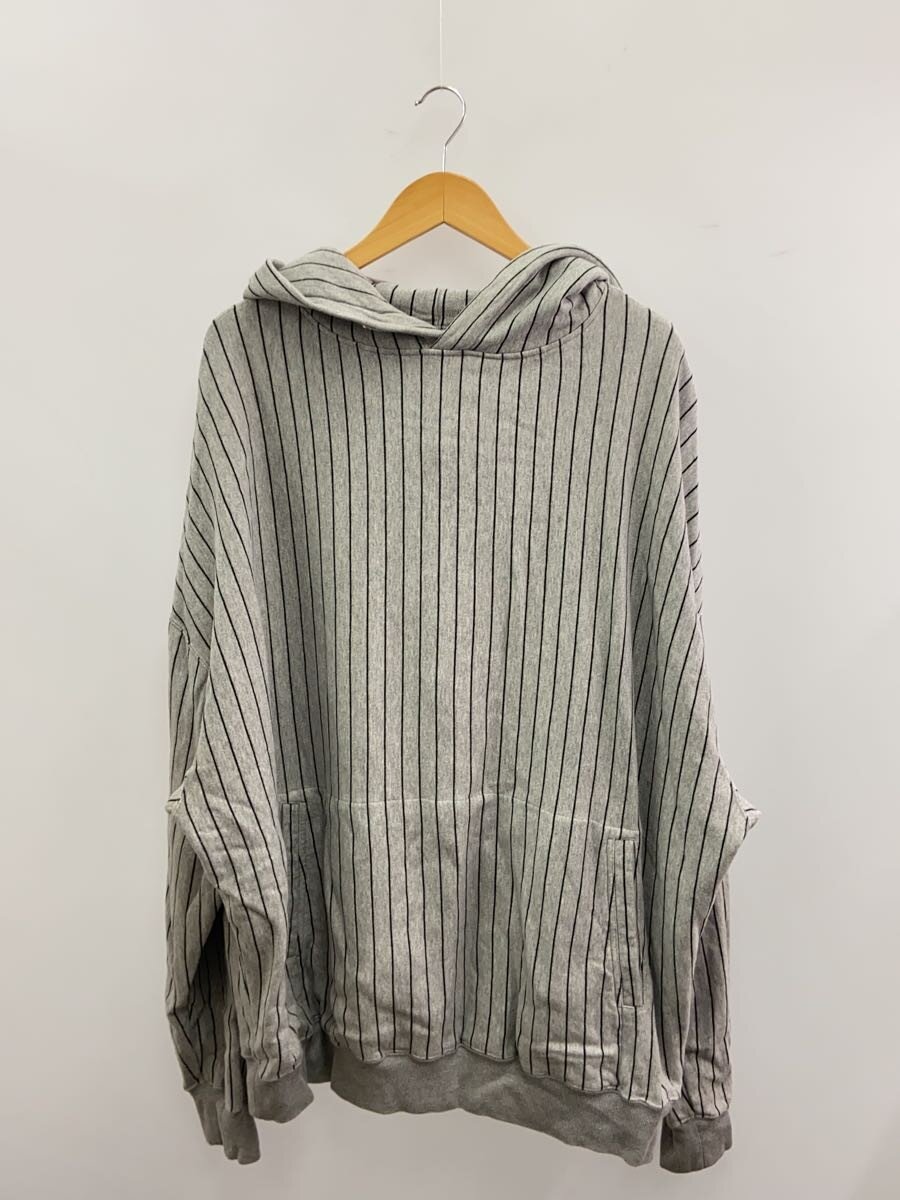 【中古】gold◆ストライプスナップメガパーカー/L/綿織物/GRY/縞模様/GL68309【メンズウェア】