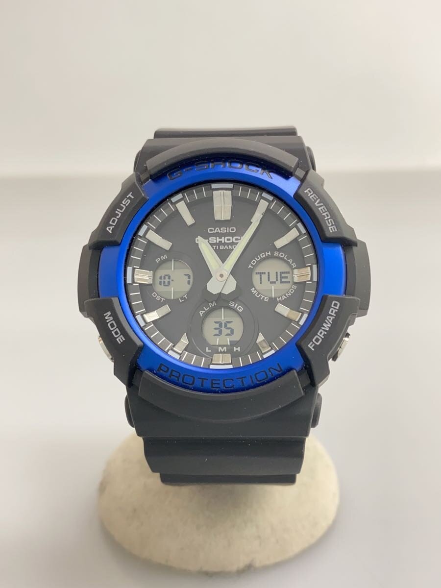 【中古】CASIO◆ソーラーウオッチ/デジアナ/天然ゴム/BLK/BLK/SS/GAW-100B【服飾雑貨他】