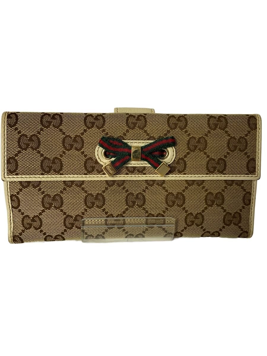 【中古】GUCCI◆長札入れ/帆布/BRW/総柄/レディース【服飾雑貨他】