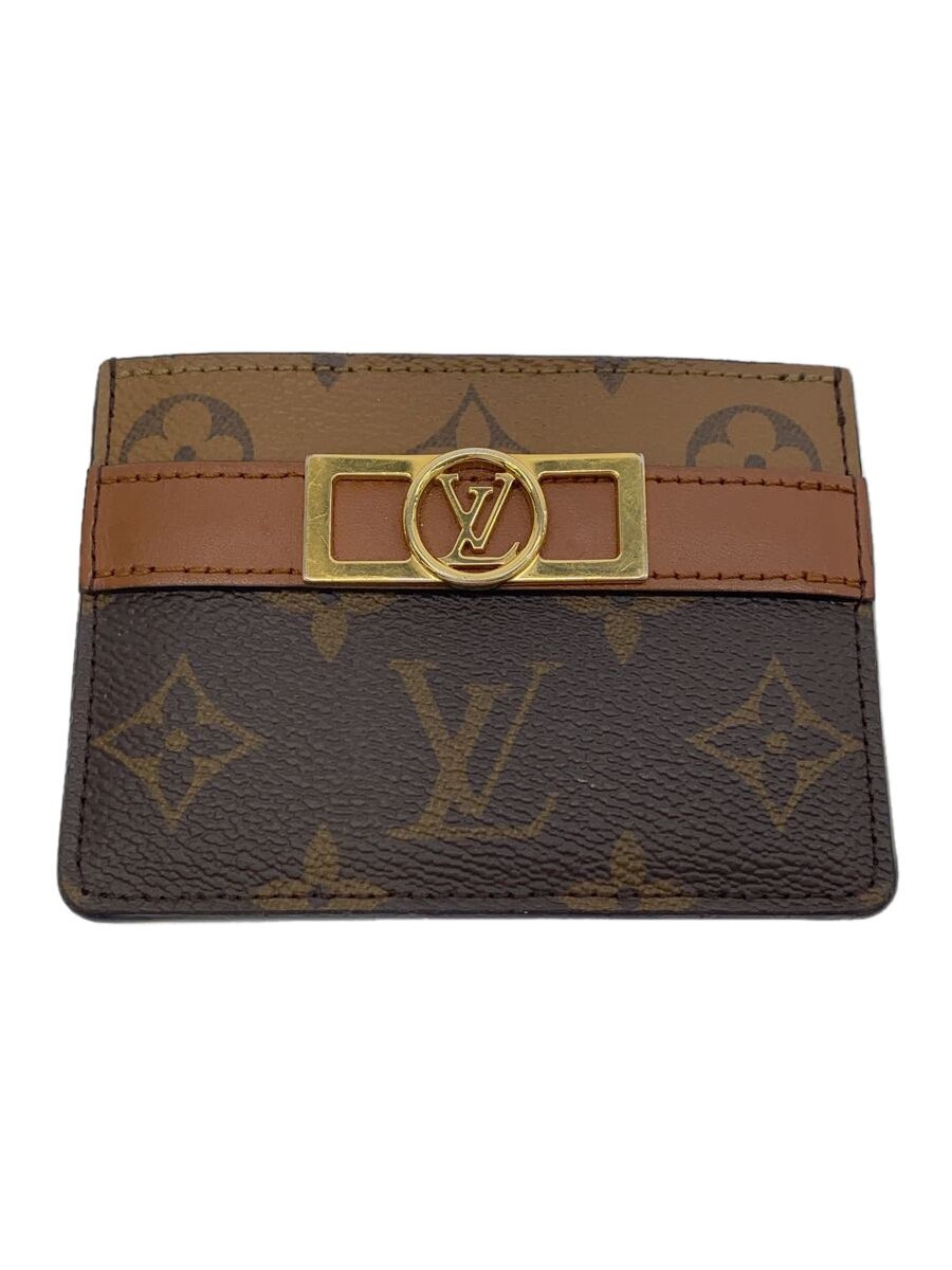 【中古】LOUIS VUITTON◆ポルト・カルト・ドーフィーヌ_モノグラム・リバース_BRW/PVC/BRW/総柄/レディース【服飾雑貨他】