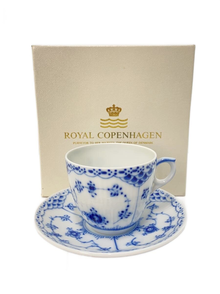 【中古】ROYAL COPENHAGEN◆カップ&ソーサー/BLU/072/073/ブルーフルーテッド【キッチン用品】