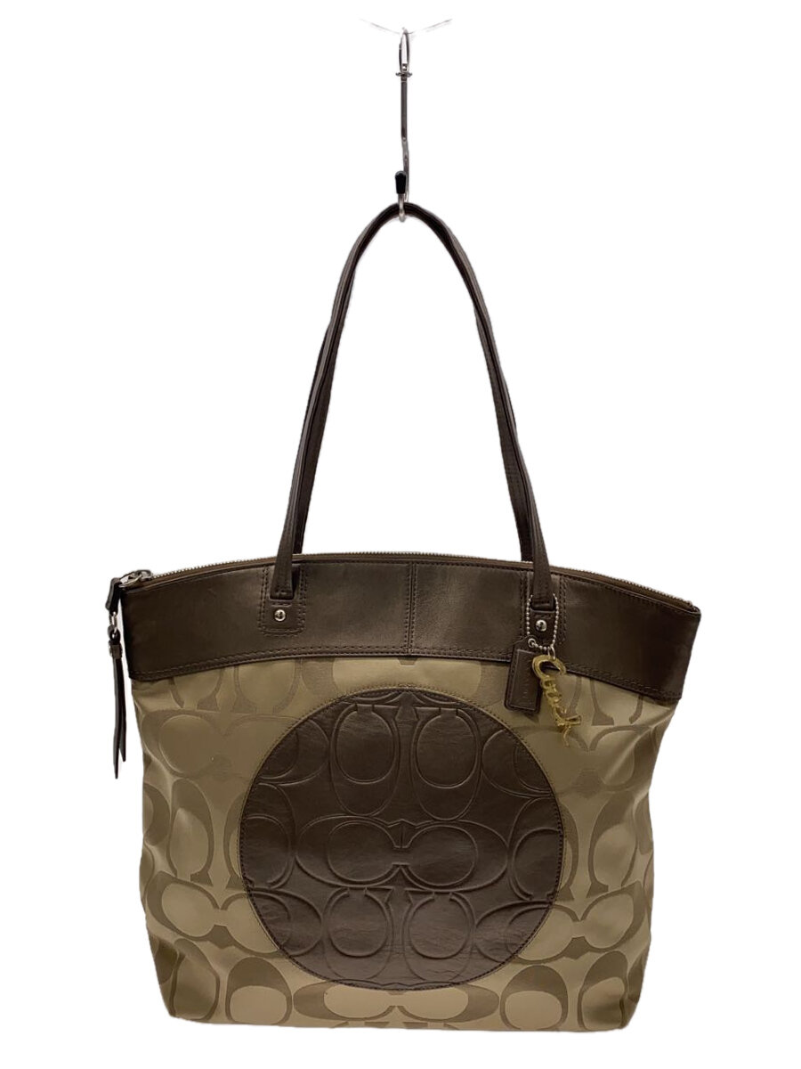 【中古】COACH◆ローラシグネチャートートバッグ/帆布/BRW/F18335【御徒面子】