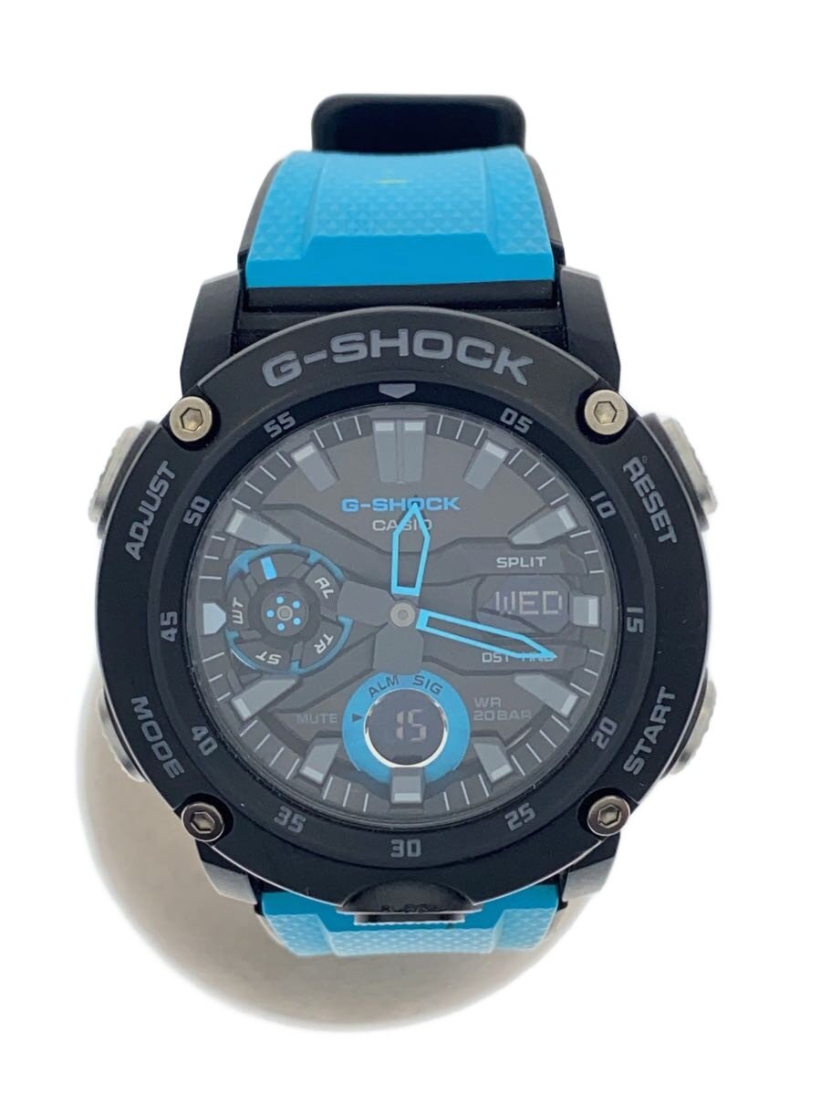 【中古】CASIO◆石英ウオッチ/デジタル/天然ゴム/黒いこと/青碧/GA-2000-1A2JF【服飾雑貨他】