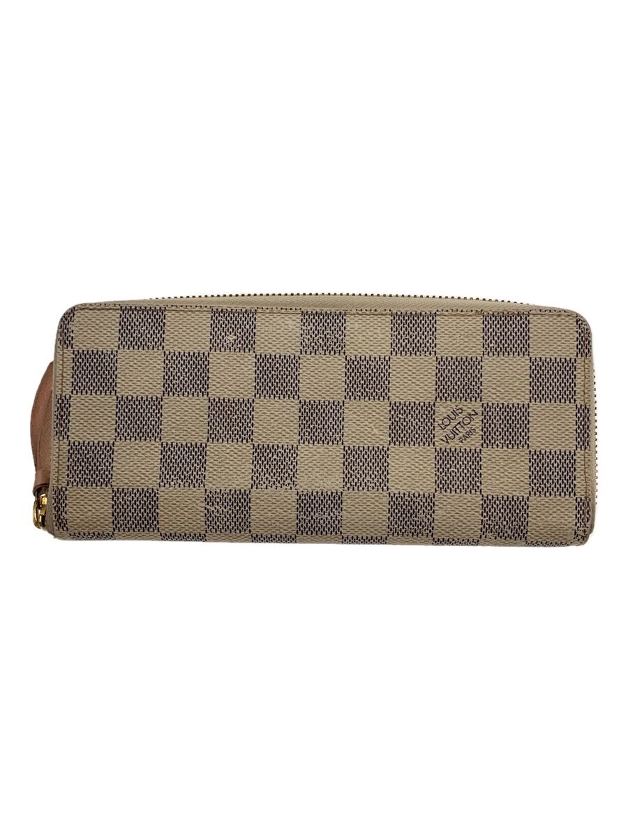 【中古】LOUIS VUITTON◆ポルト・フォイユ・クレマンス_ダミエ・アズール_WHT/PVC/WHT/レディース【服飾雑貨他】