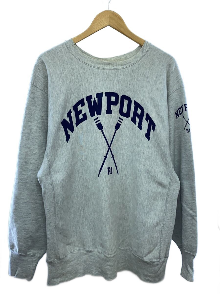 【中古】Champion◆90s/RW/NEWPORT/袖プリ/クルーネックスウェット/MADE IN USA/XXL/綿織物/汚れた状態有【メンズウェア】