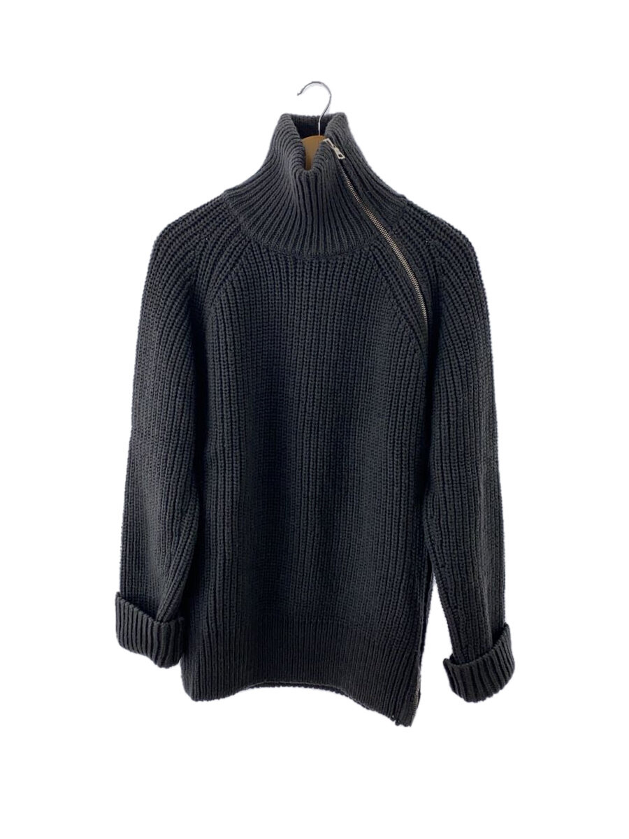 【中古】DRIES VAN NOTEN◆24AW/zipper turtleneck knit/S/羊毛/薄墨色/ドリスヴァンノッテン【メンズウェア】