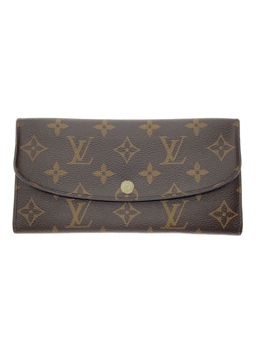 【中古】LOUIS VUITTON◆ポルト・フォイユ・エミリー_モノグラム・帆布_ローズバレリーヌ/PVC/BRW/レディース【服飾雑貨他】