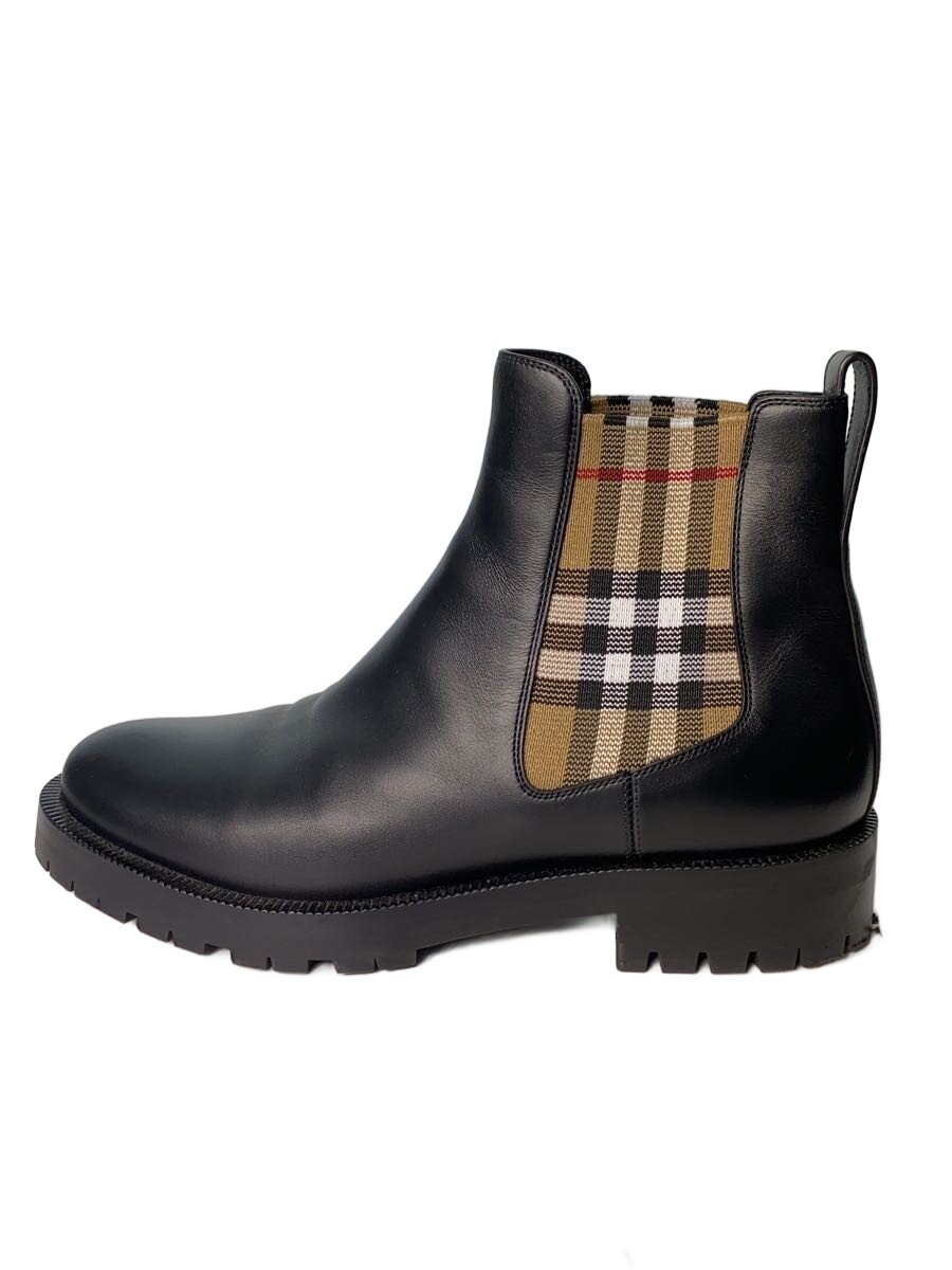 【中古】BURBERRY◆サイドゴアブーツ/39/BLK/なめし革/読み合わせるダイアログボックス/チェルシーブーツ【シューズ】