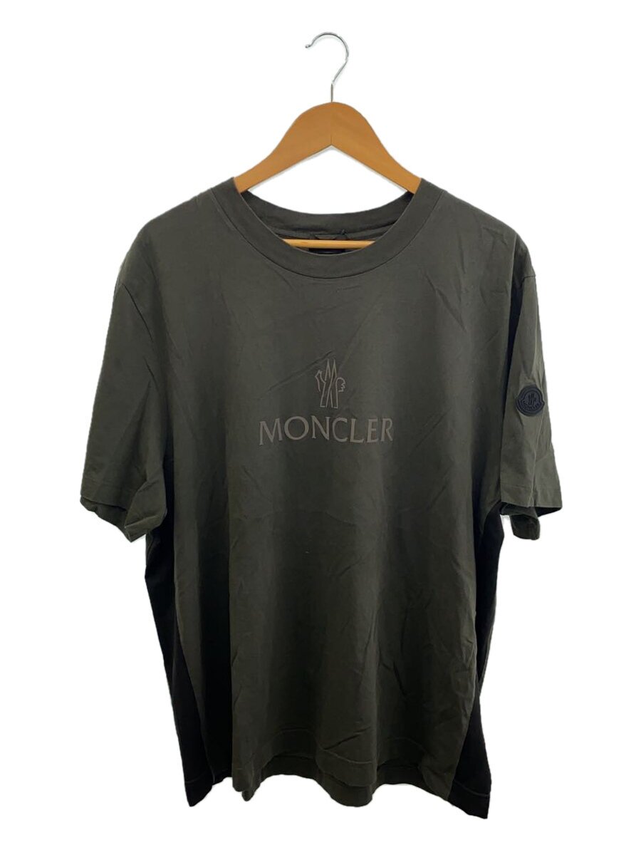【中古】MONCLER◆MAGLIA MANICHE CORTE/ティーシャツ/XXL/綿織物/カーキ/I10918C00009 829H8//【メンズウェア】