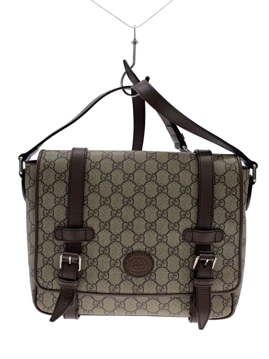 【中古】GUCCI◆飛脚屋御徒面子_GGスプリーム/PVC/BRW/総柄【御徒面子】