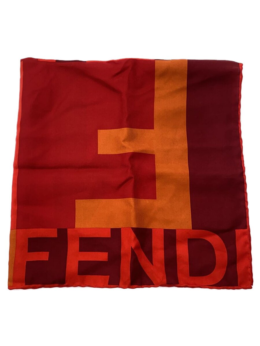 【中古】FENDI◆えり巻き/地絹/RED/総柄/レディース//【服飾雑貨他】