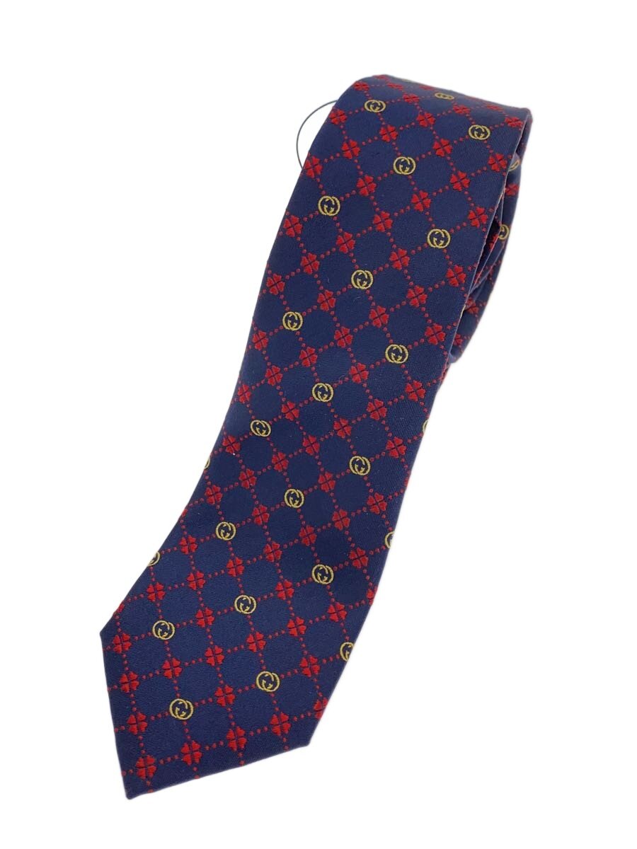 【中古】GUCCI◆インターロッキングG/絹地/NVY/総柄/メンズ/658242 4E002【服飾雑貨他】