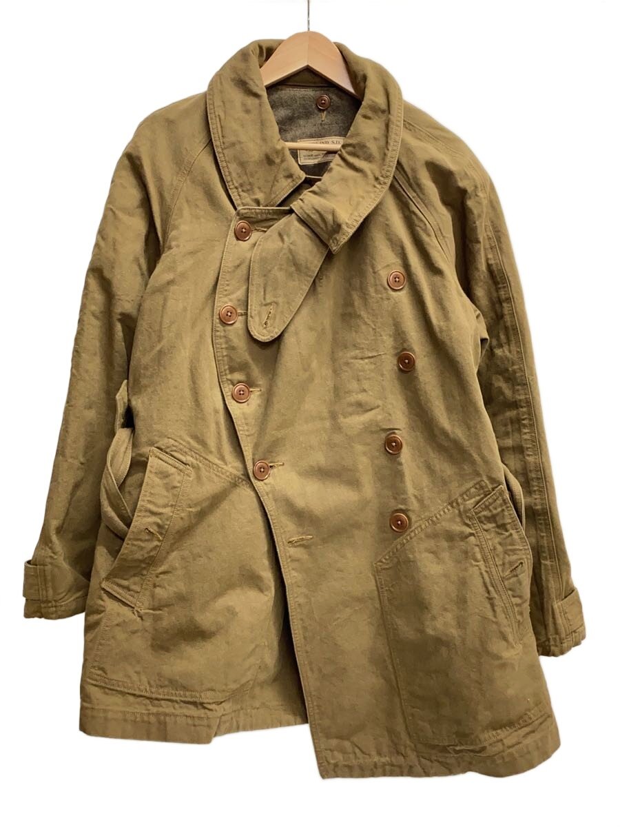 【中古】FRENCH MILITARY◆50s/M38/Motorcycle Jacke/ラインドライブ付/厚地の外套/XL/綿織物/KHK【メンズウェア】