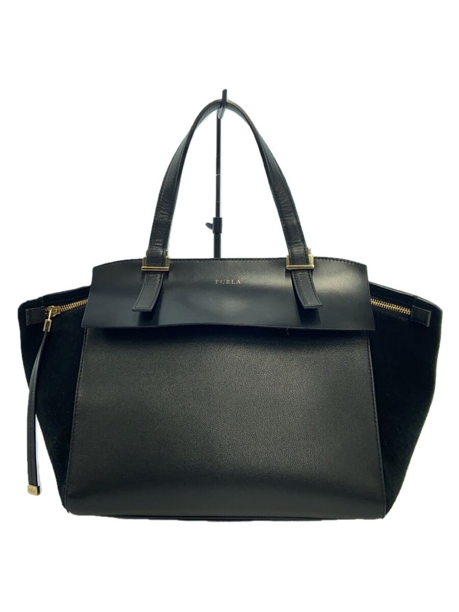 【中古】FURLA◆トートバッグ/なめし革/BLK【御徒面子】