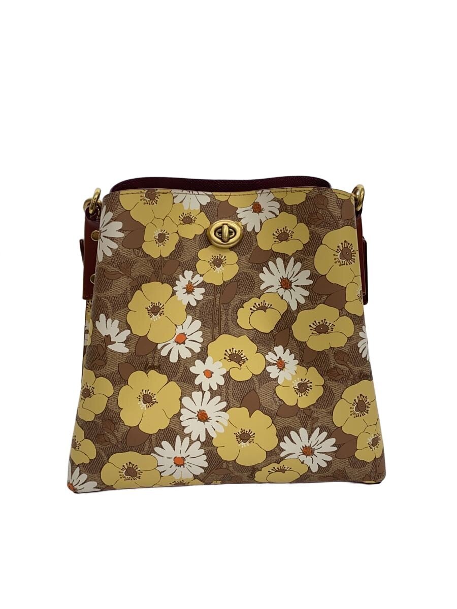 【中古】COACH◆ハンドバック/なめし革/BEG/花柄/C9722【御徒面子】
