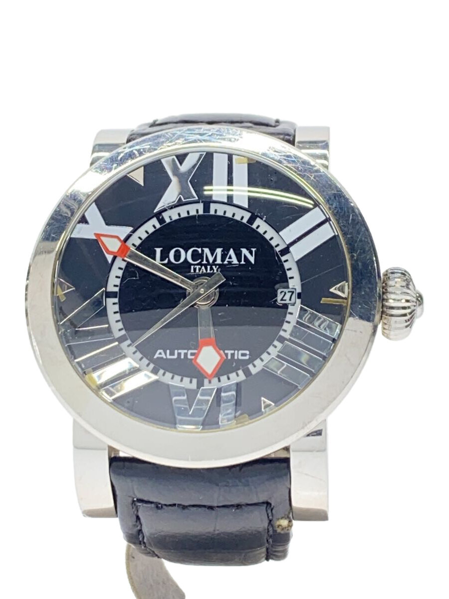 【中古】LOCMAN◆自動小銃巻ウオッチ/アナログ/なめし革/BLK/BLK/SS/REF.290/当て嵌める感有【服飾雑貨他】
