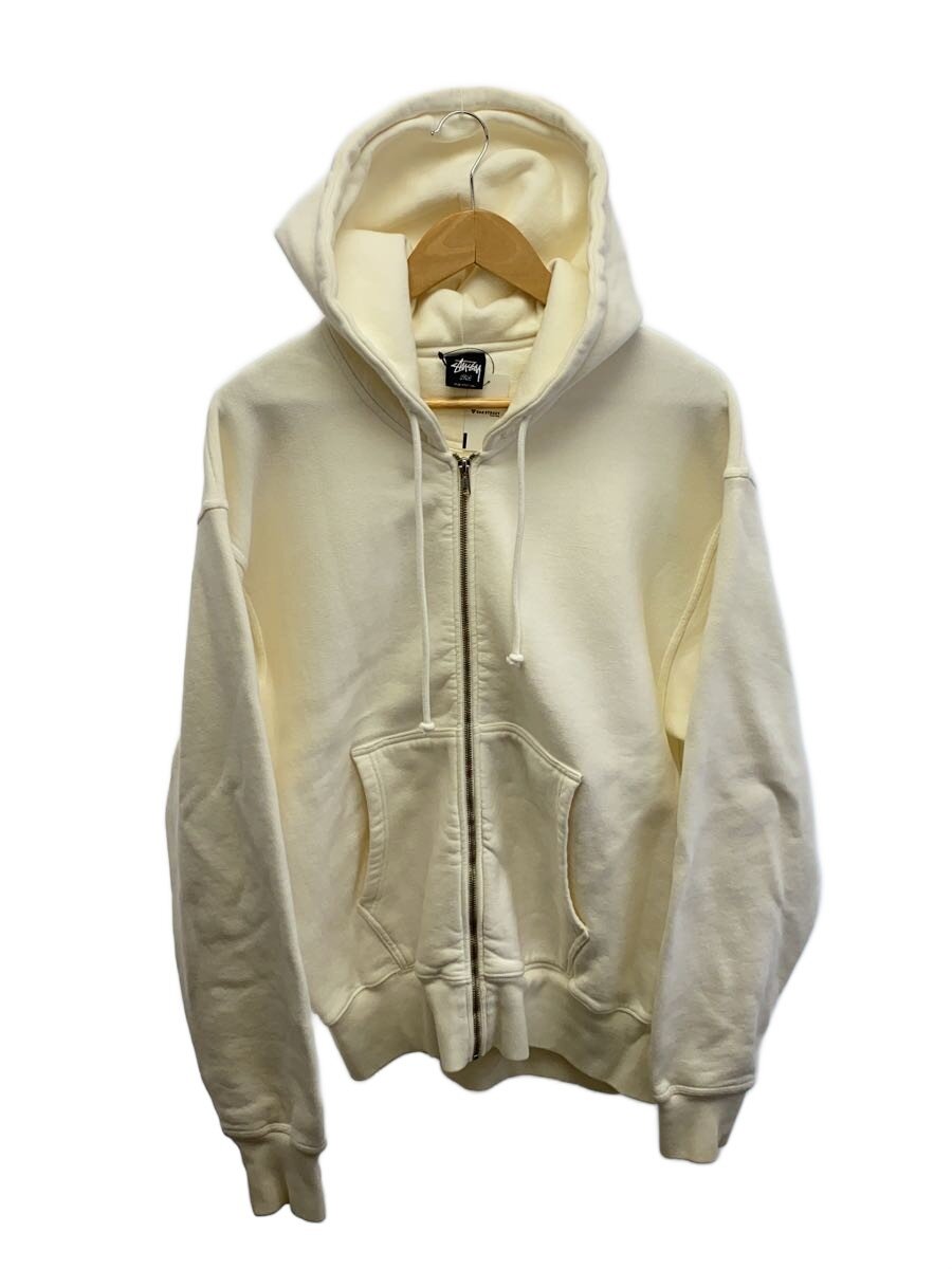 【中古】STUSSY◆ジップパーカー/L/綿織物/WHT/無地/1975052【メンズウェア】