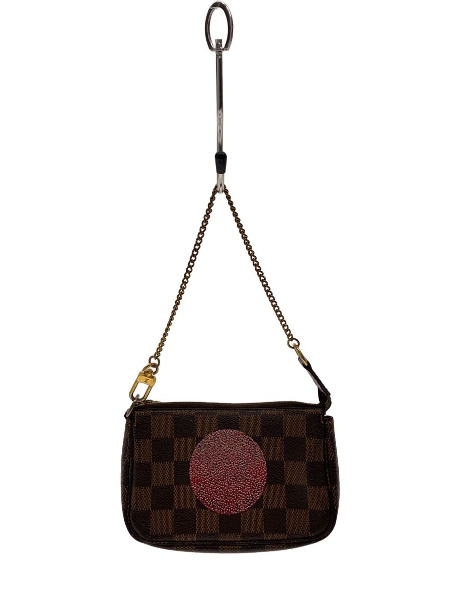 【中古】LOUIS VUITTON◆ミニ・ポシェット・アクセソワール_ダミエ・エベヌ_T＆B/PVC/BRW【御徒面子】