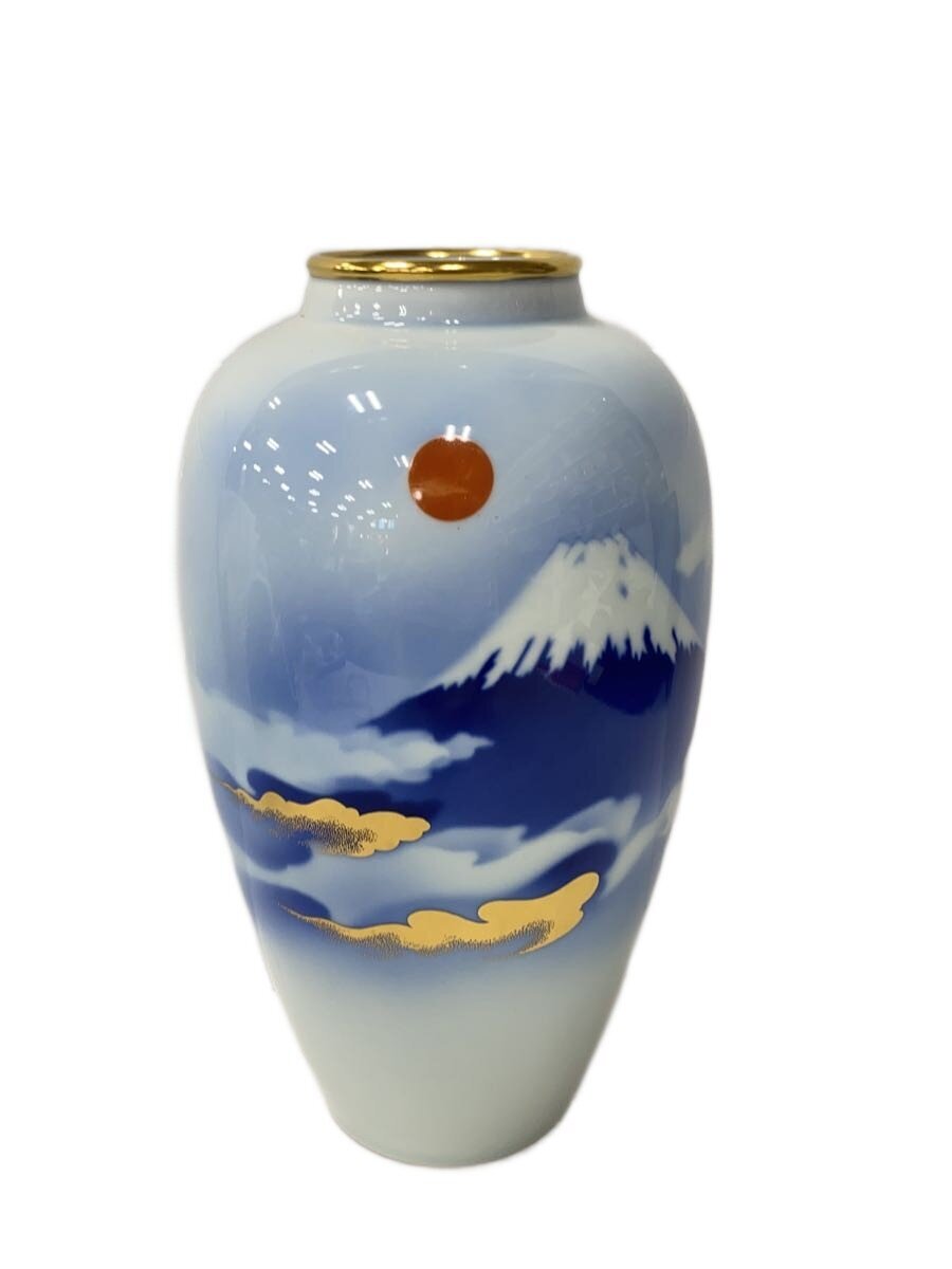 【中古】深川製磁◆壷・花瓶/BLU/雲金光明富士//【インテリア小物・日用雑貨】